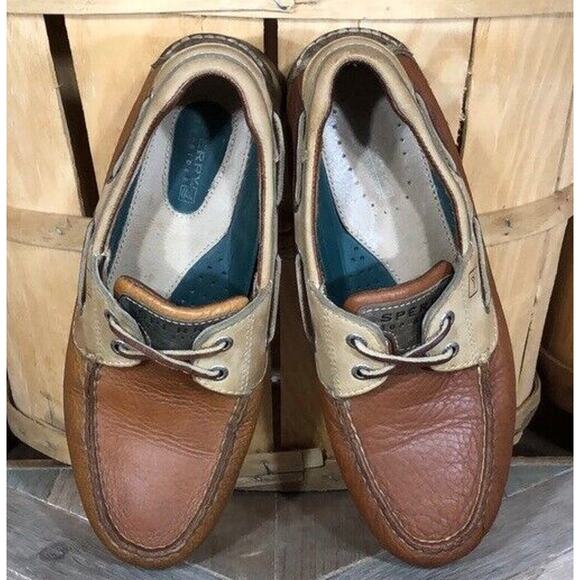 Sperry Mako 2-Eye Canoe Tan Cream Leather Lace-Up Boat Shoes Mens Size 7 - Picture 8 of 10